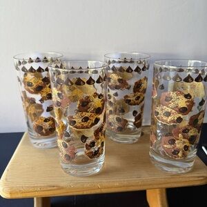 Vintage RARE Famous Amos Chocolate Chip Cookies Set of 4 x 5.5" Highball Glasses